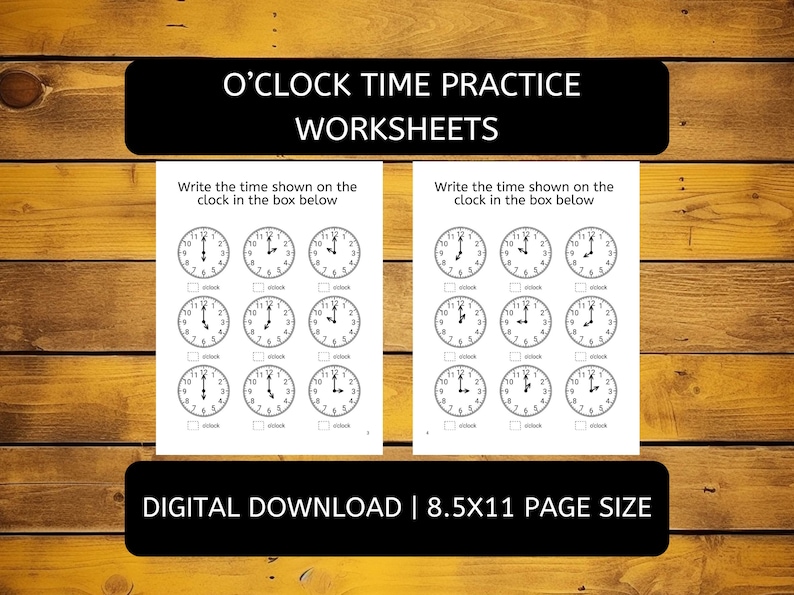Practing Time Telling Time Worksheets Kindergarten | Digital Download (PDF File) - Etsy