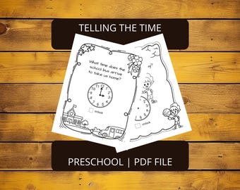 Telling Time Worksheets Preschool | Time to the Hour | Homeschool Printable (PDF file)
