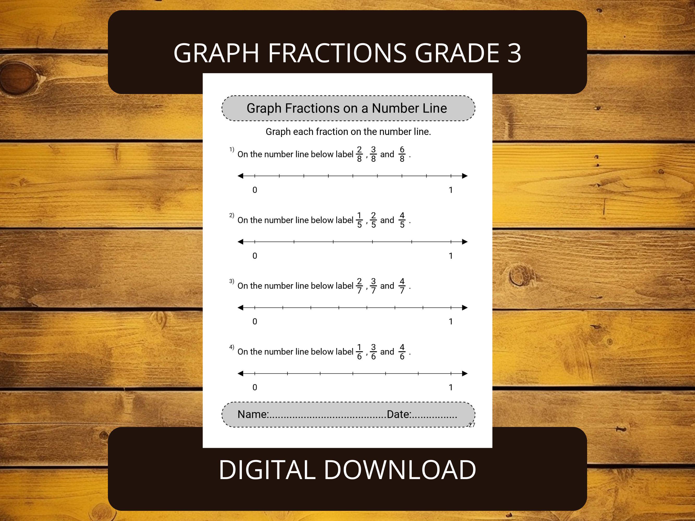 Math Fractions Number Line Worksheets Grade 3 | Graph Fractions ...
