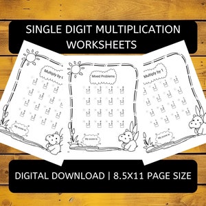 Multiplication Worksheets | Math Practice Grades 2-3 - Etsy