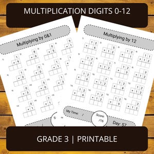 Printable Math Multiplication Practice Worksheets Grade 3 | Numbers 0 ...