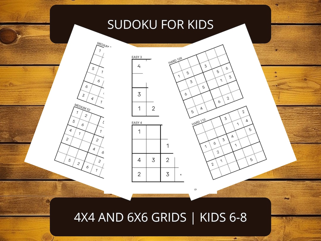 Sudoku for Kids Ages 6-8 | Number Logic Puzzles | 4x4 and 6x6 Grids ...