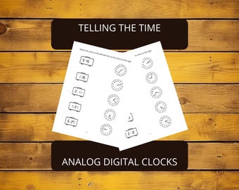 Telling the Time Worksheets | Analog and Digital Clock Matching (PDF File)