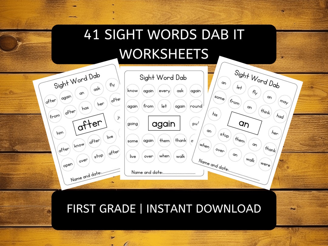 Printable Dolch Sight Words Dab It Worksheets First Grade - Etsy