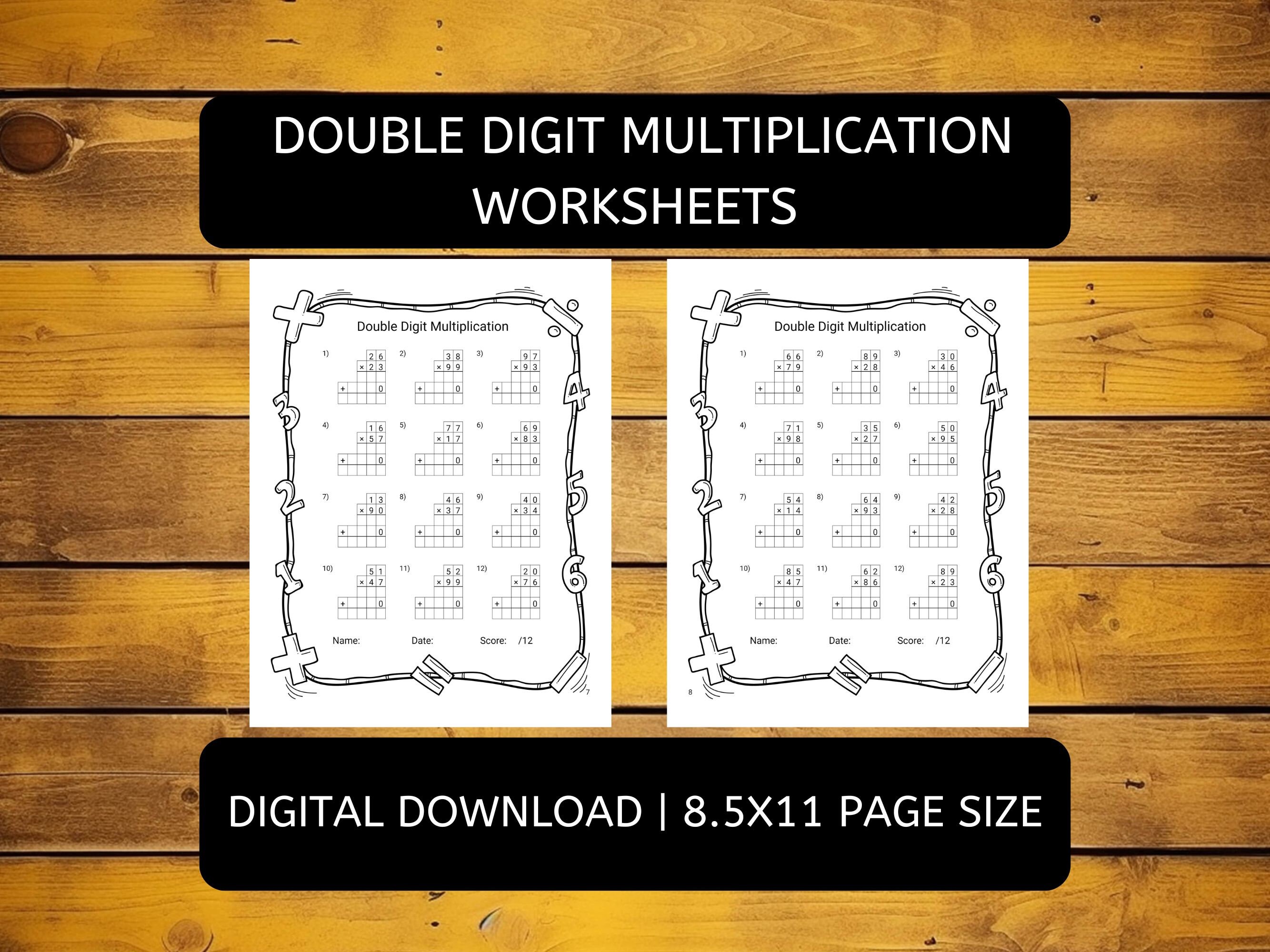 Multiplication Math Worksheets Doubles Step Multiplication Math Practice Worksheets | Double and Triple Digit ...
