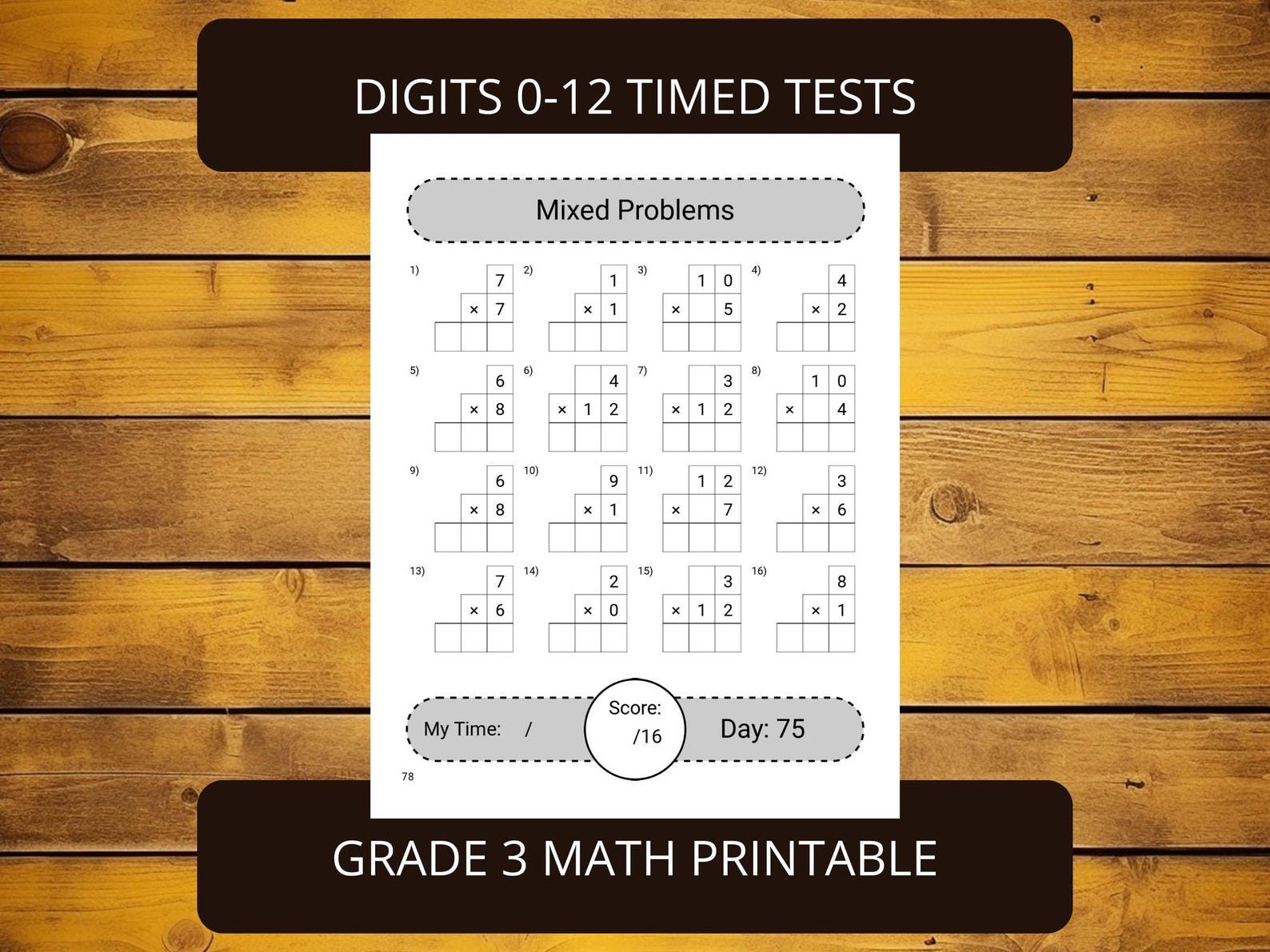 Printable Math Multiplication Practice Worksheets Grade 3 | Numbers 0 ...