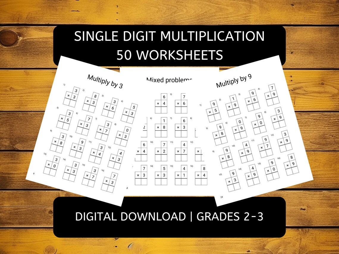 Single Digit Multiplication Workbook | Math Practice Grades 2-3 - Etsy