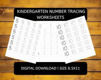 Trace Numbers 1-10 Kindergarten Handwriting Practice