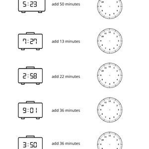 Time Math Worksheets - Etsy