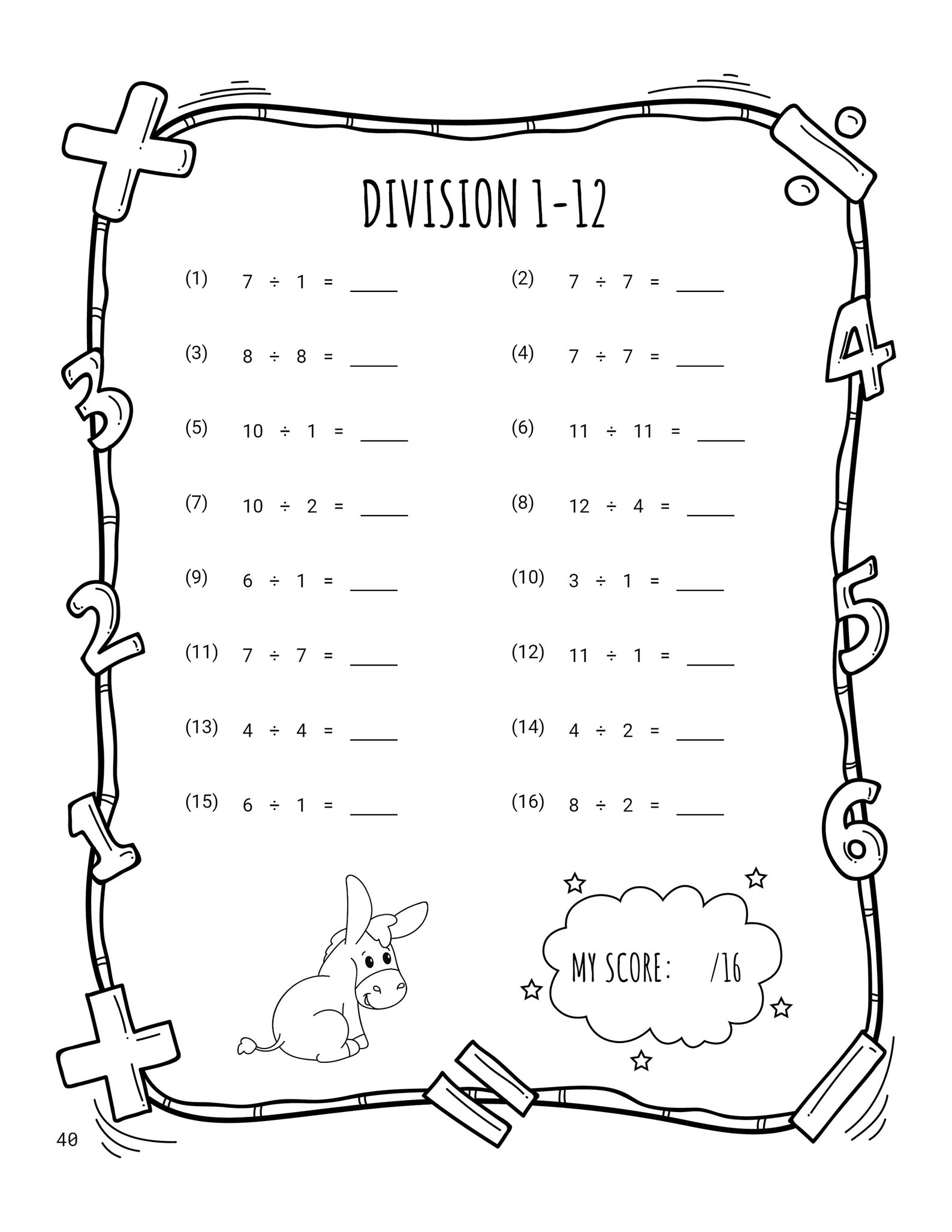 40 Printable Math Worksheets Multiplication and Division Etsy