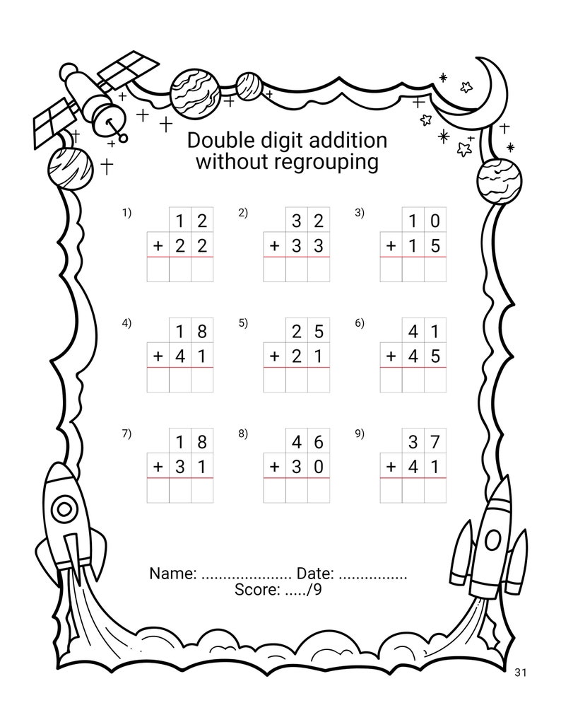 Math worksheets addition and subtraction grade 2 etsy