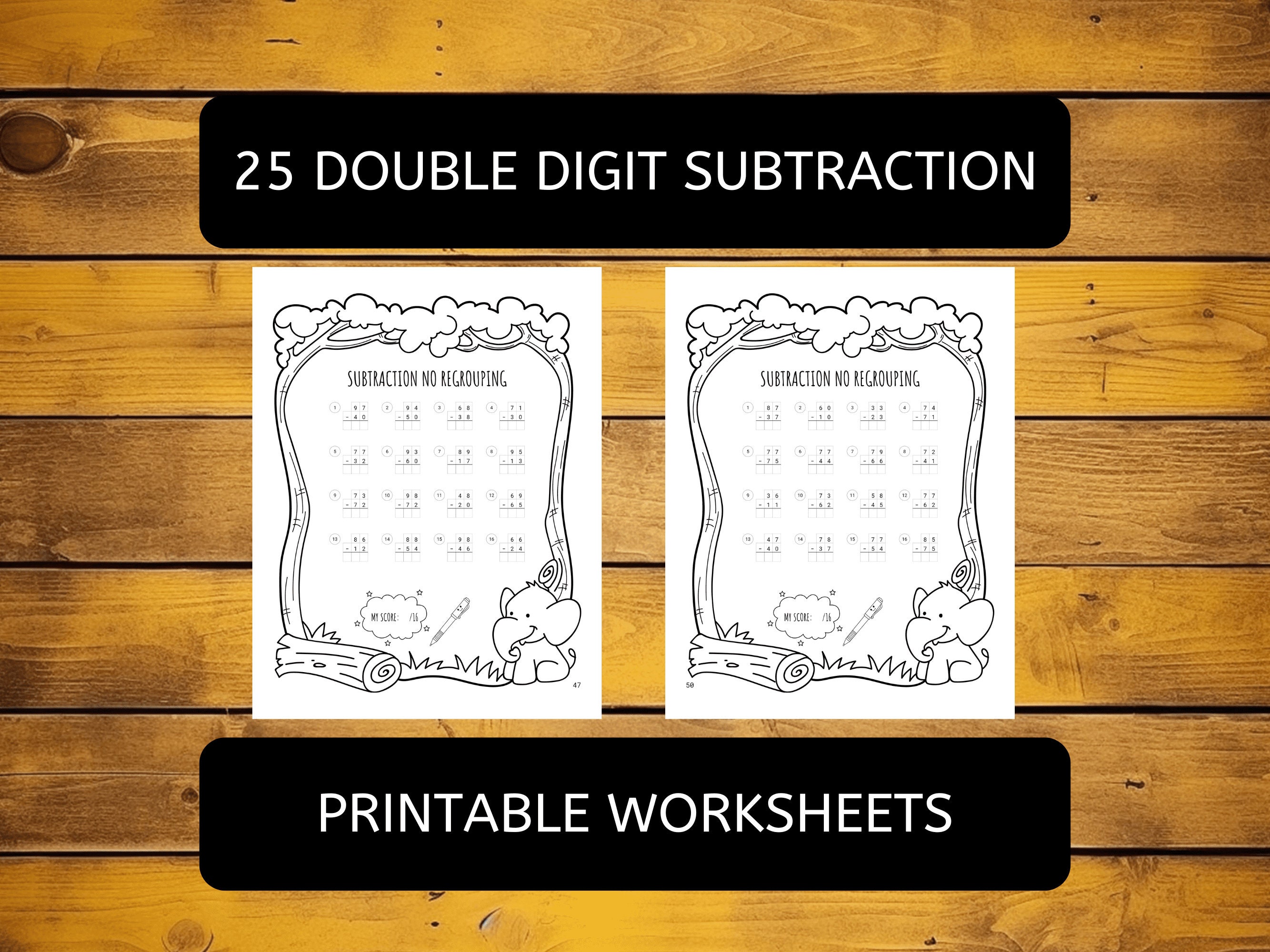 50 Double Digit Addition and Subtraction Worksheets No Regrouping ...