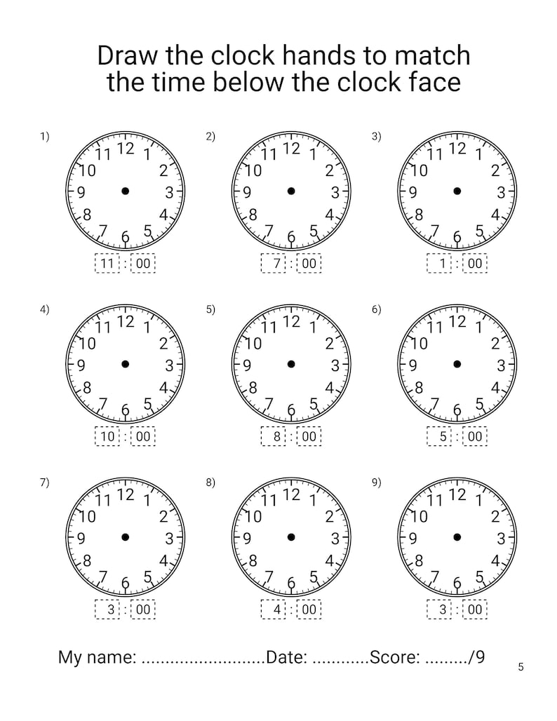 telling-time-worksheets-grade-1-etsy