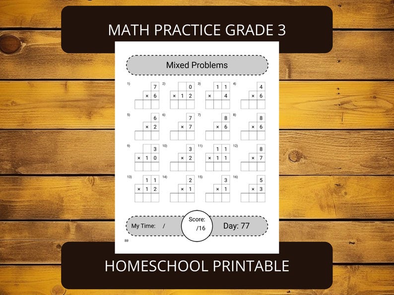 Printable Math Multiplication Practice Worksheets Grade 3 | Numbers 0 ...