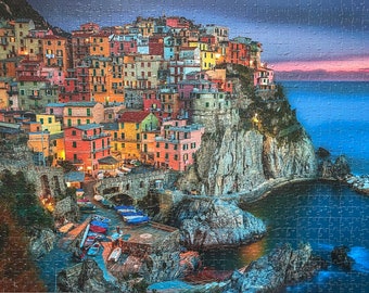 Colorful Cinque Terre 1000-Piece Jigsaw Puzzle – Floral Beach Landscape Art Puzzle For Adults