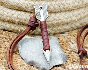 Arrow Necklace - Arrow Head Pendant - Nordic Paganism/Norse Mythology/Asatru/Viking Jewelry/Leather Cord/Nature/Spiritual/Weapon/Handmade