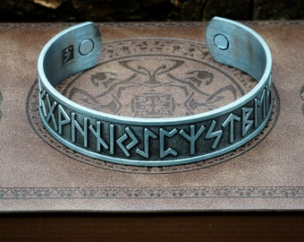 Adjustable Viking Bracelet - Nordic Runes Armband - Futhark Wristlet/Pagan Jewelry/Norse Mythology/Nordic Paganism/Nature/Asatru/Germanic