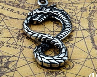 Jormungandr Necklace, World Serpent Pendant, Midgard Serpent Amulet, Ouroboros/Nordic Paganism/Norse Mythology/Asatru/Snake/Animal/Nature