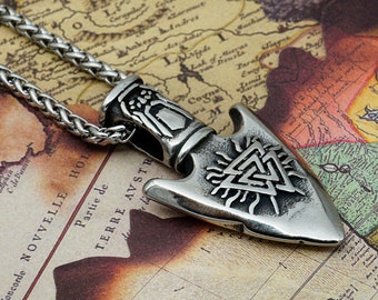 Odin&#39;s Spear Necklace, Spear Head Pendant - Gungnir Pendant - Valknut Necklace - Norse Mythology - Nordic Paganism - Viking Jewelry Asatru