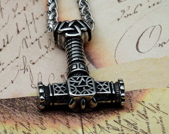 Viking Necklace - Thor Hammer - Mjolnir Pendant - Thor's Lightning - Nordic Pendant - Asatru/Pagan/Tor/Donar/Spiritual/Nature/Viking Jewelry