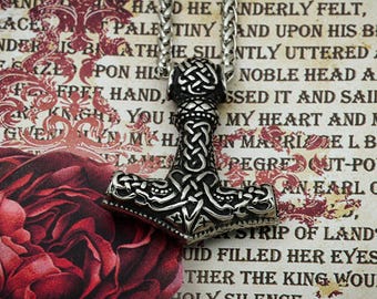 Collar Mjolnir - Colgante de martillo de Thor - Colgante Mjolnir de plata, Mitología nórdica, Paganismo nórdico, Joyas vikingas, Nudos nórdicos, Dioses antiguos