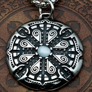 Runes Pendant - Helm of Awe Necklace - Runes Jewelry, Norse mythology, Asatru, Nordic Paganism, Elder Futhark Viking art, Vallhala, Gift