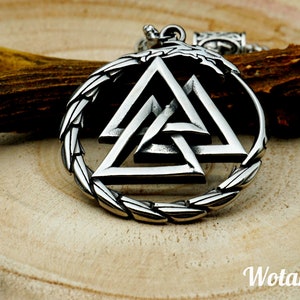 Viking Necklace - Valknut - Jormungandr - Pendant - Amulet - Jormungand - World Serpent - Pagan - Ouroboros - Norse - Nordic - World Snake.