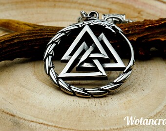 Viking Necklace - Valknut - Jormungandr - Pendant - Amulet - Jormungand - World Serpent - Pagan - Ouroboros - Norse - Nordic - World Snake.