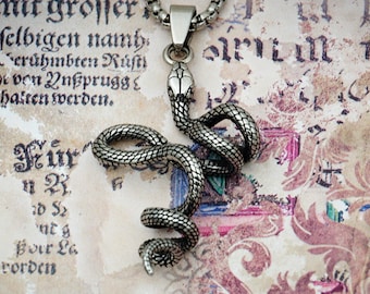 Jormungandr Necklace, World Serpent Pendant, Silver Snake Necklace, Norse Talisman, Midgard Serpent, Ouroboros, Asatru, Nordic Paganism