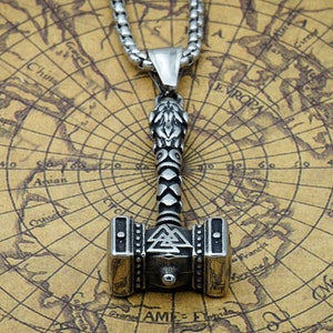 Mjolnir Necklace - Thor&#39;s Hammer Pendant - Mjolnir Pendant - Valknut Hammer - Viking Jewelry - Norse Mythology - Nordic Paganism - Asatru