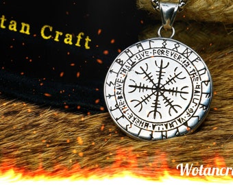 Viking Necklace - Double Sided - Valhalla - Vegvisir - Runes - Valknut - Jormungand - World Snake - Shield - Nordic - Norse - Silver.