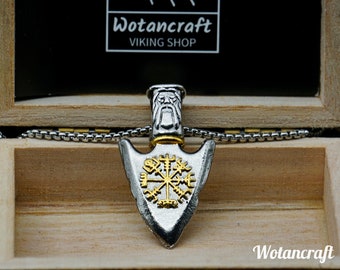 Viking Spear Necklace - Odin&#39;s Spear Pendant - Spear Head Amulet - Norse Mythology/Valknut Symbol/Vegvisir Compas/Nordic Paganism/Jewelry