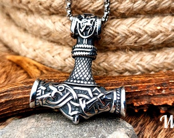 Mjolnir Necklace - Thor's Hammer Pendant - Silver Mjolnir Pendant - Norse Mythology - Nordic Paganism - Asatru - Thor the Thundergod - Gift