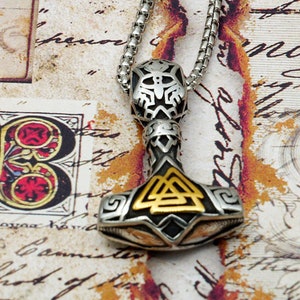 Mjolnir Pendant, Thor Hammer Necklace, Mjolnir Necklace, Pagan Jewelry, Viking Jewelry/Norse Gods/Nordic/Asatru/Norse Mythology/Valknut/Odin