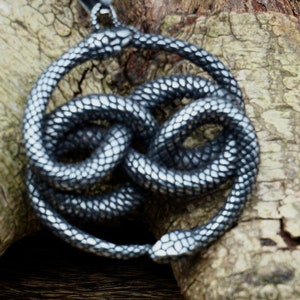 Jormungandr Halskette, Weltenschlange Anhänger, Silberkette Schlange, nordischer Talisman, Midgardschlange, Ouroboros, Asatru, Mythologie, Geschenk für
