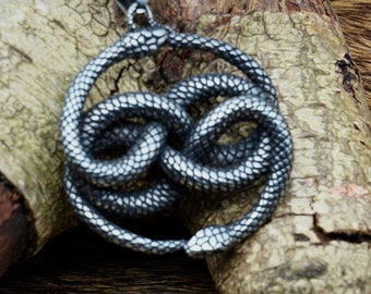 Jormungandr Necklace, World Serpent Pendant, Silver Snake Necklace, Norse Talisman, Midgard Serpent, Ouroboros, Asatru, Mythology, Gift for