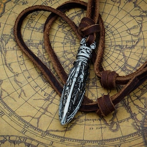 Odin&#39;s Spear Necklace - Spear Head Pendant - Gungnir Amulet- The spear of Odin - Norse Mythology/Fafnir/Nordic Paganism/Viking Jewelry/Knots