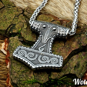 Martello di Thor, collana Mjolnir, martello vichingo, con corvo, amuleto nordico, ciondolo norreno/Asatru/pagano/Tor/gioielli vichinghi/regalo per/spirituale
