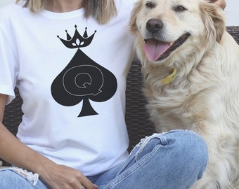 PLAYING CARDS SHIRT - Queen of Spades Shirt, Feminist Tee Shirt, Queen Graphic Shirt, Queen of Spades Tee, Trendy Tee Shirt, Pokers T-Shirt