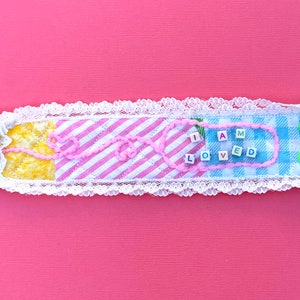 Cotton Affirmation Bracelet Cuff Sensory Friendly “I am Loved”