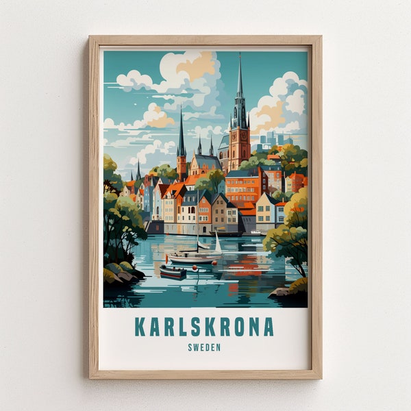 Karlskrona Travel Posters Wall Art Print Framed Gifts Bedroom sweden Large Framed Vacation Home Decor Wall Hangings For Living Room