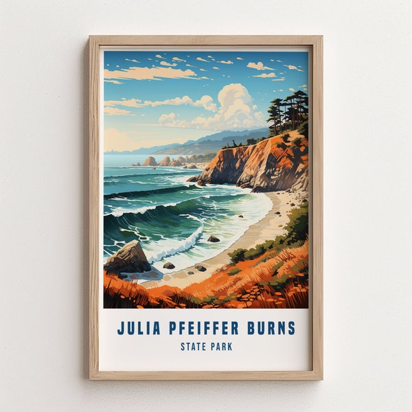 Julia Pfeiffer Burns State Travel Posters Wall Art Print Framed Gifts Bedroom State Park Large Framed Home Decor Wall Hangings Living Room