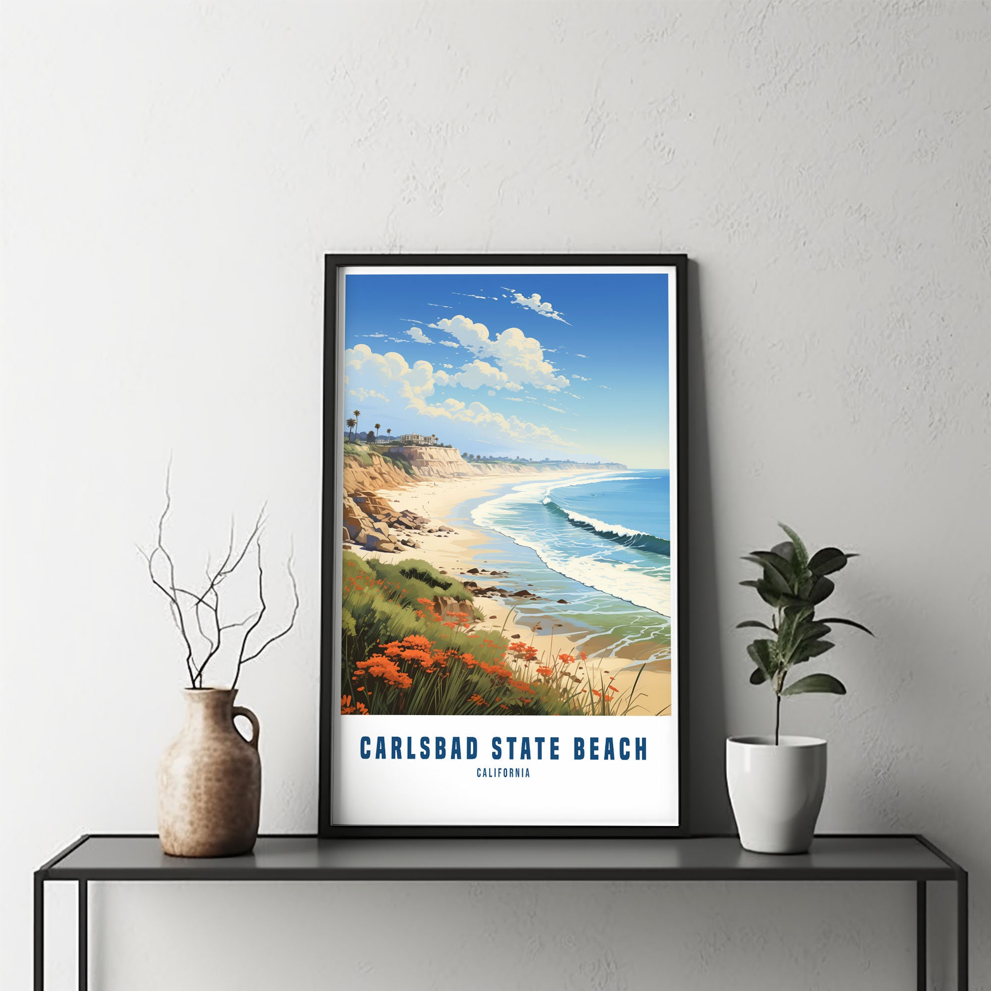 Vintage Carlsbad State Beach Travel Posters Wall Art Decor Etsy