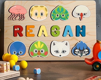 Kids Personalized Wooden Name Puzzle, Name Puzzle for Kids Personalized, Personalized Name Puzzles for toddlers 1-3,Wooden Personalized Name