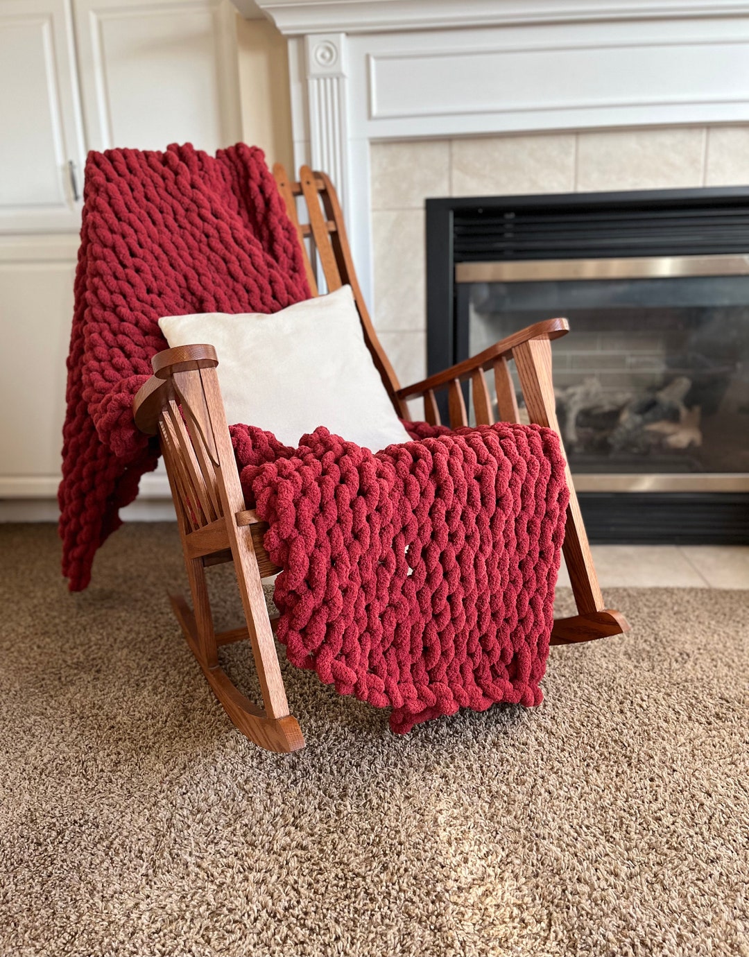 Chunky Knit Blanket Hand Knit Blanket Large Knit Blanket Etsy