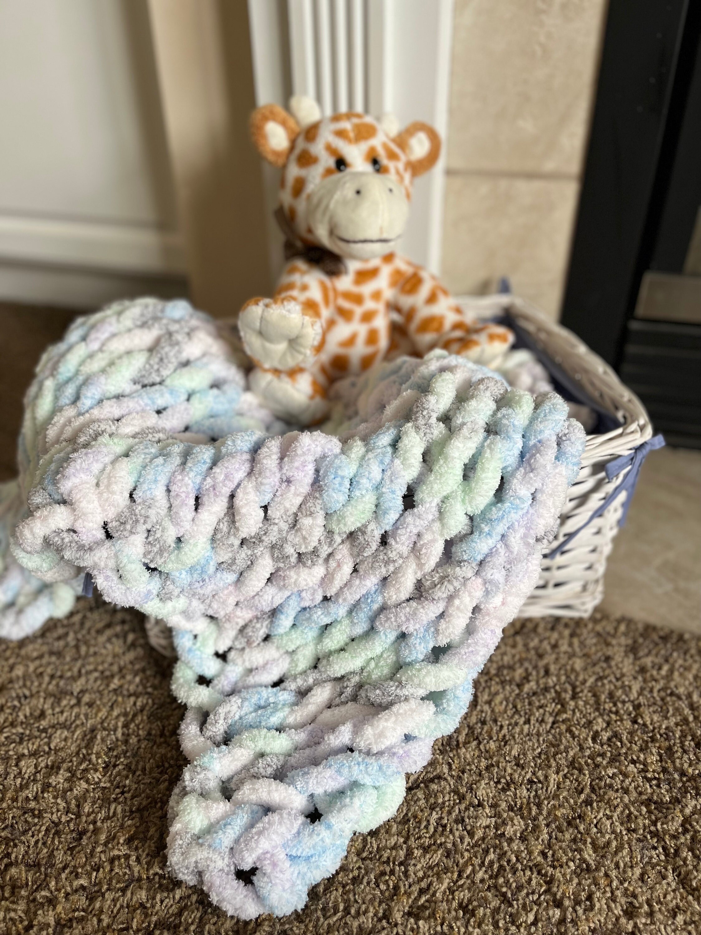 Chunky Knit Blanket, Handmade Gift, Hand Knit Chunky Blanket, Chunky