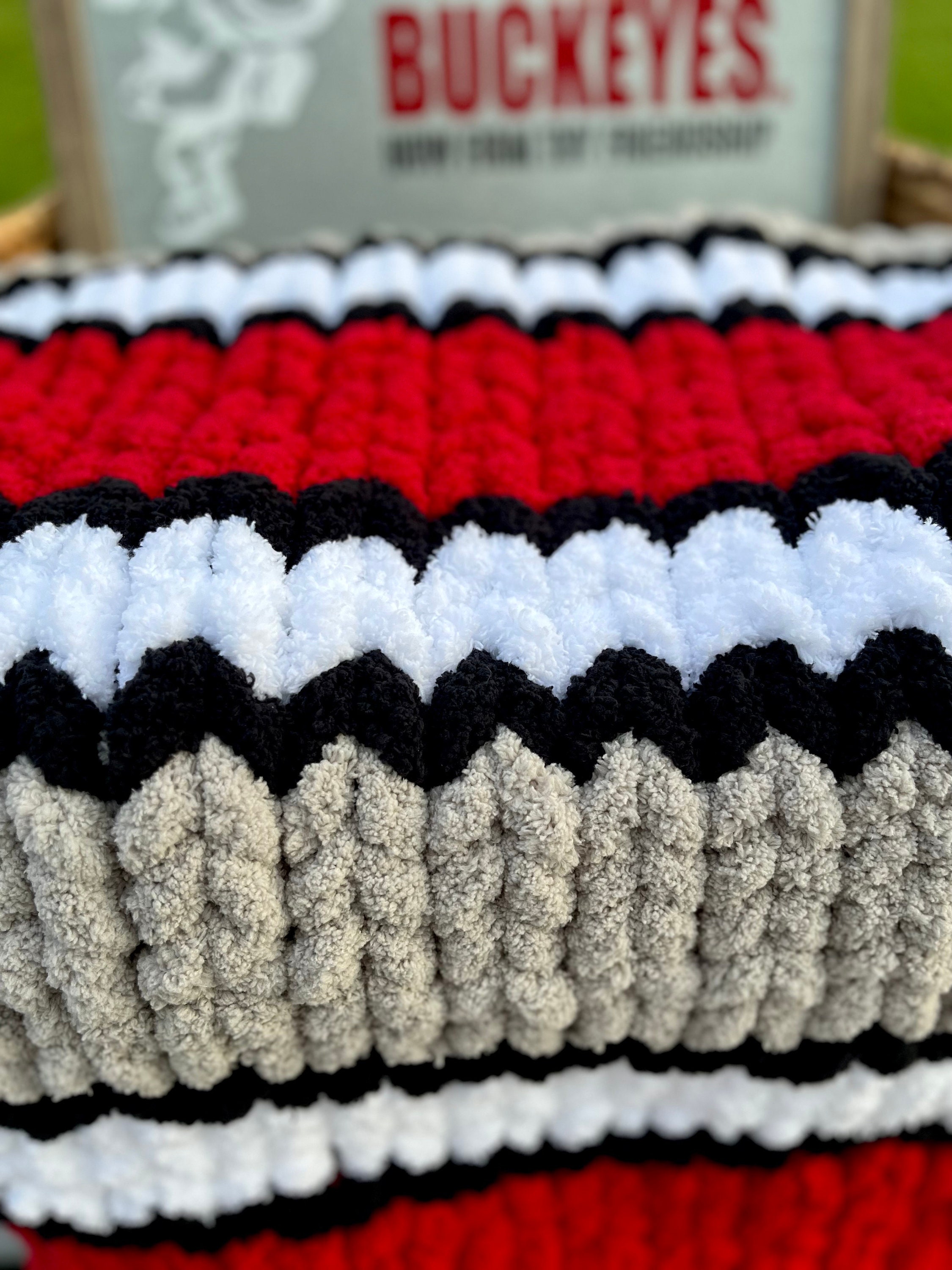 Ohio Blanket, Chunky Knit Blanket, Custom Blanket, Team Blanket, College Dorm Decor, Gift for