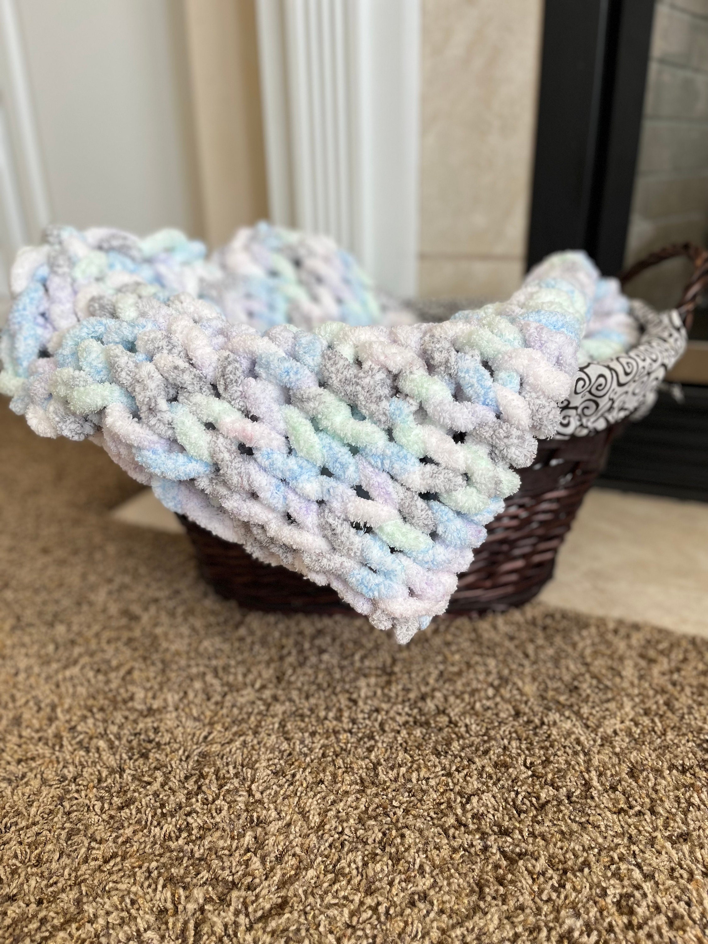 Chunky Knit Blanket, Thick Yarn Blanket, Hand Knit Blanket, Chunky Knit