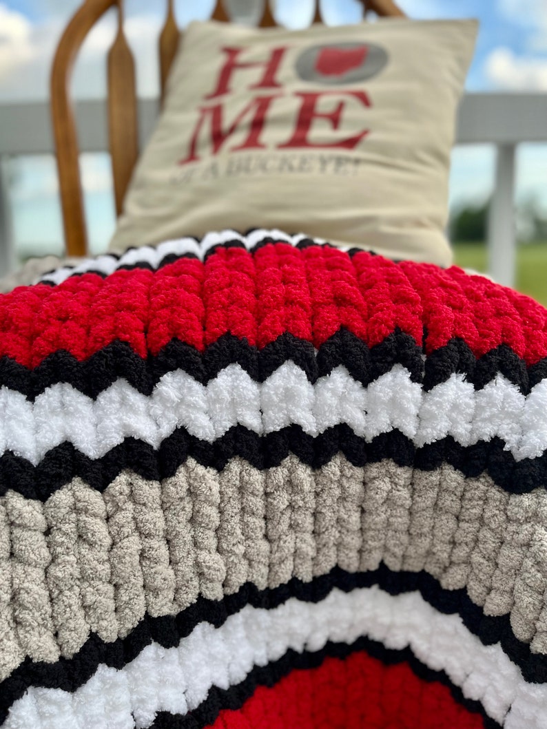 Ohio Blanket, Chunky Knit Blanket, Custom Blanket, Team Blanket