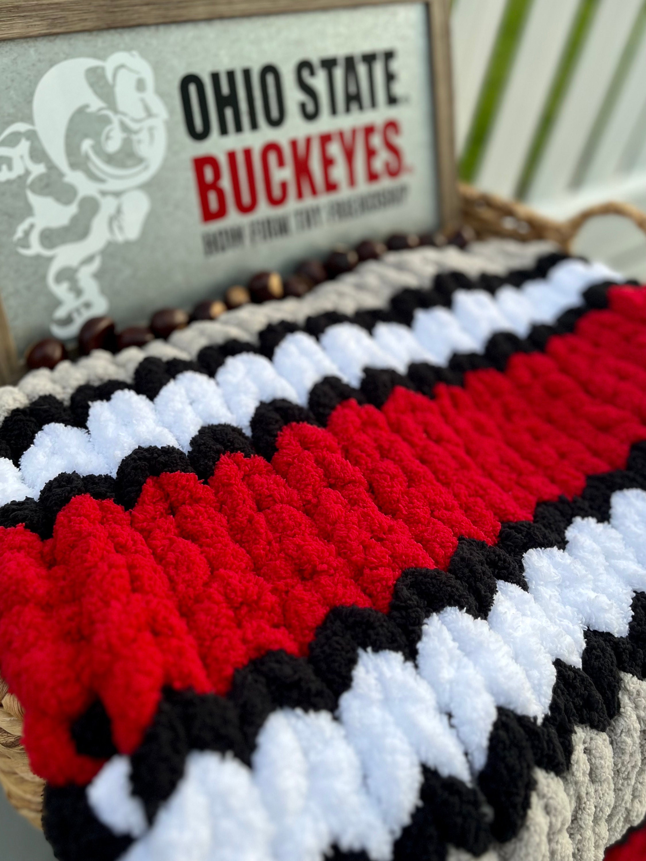 Ohio Blanket, Chunky Knit Blanket, Custom Blanket, Team Blanket, College Dorm Decor, Gift for